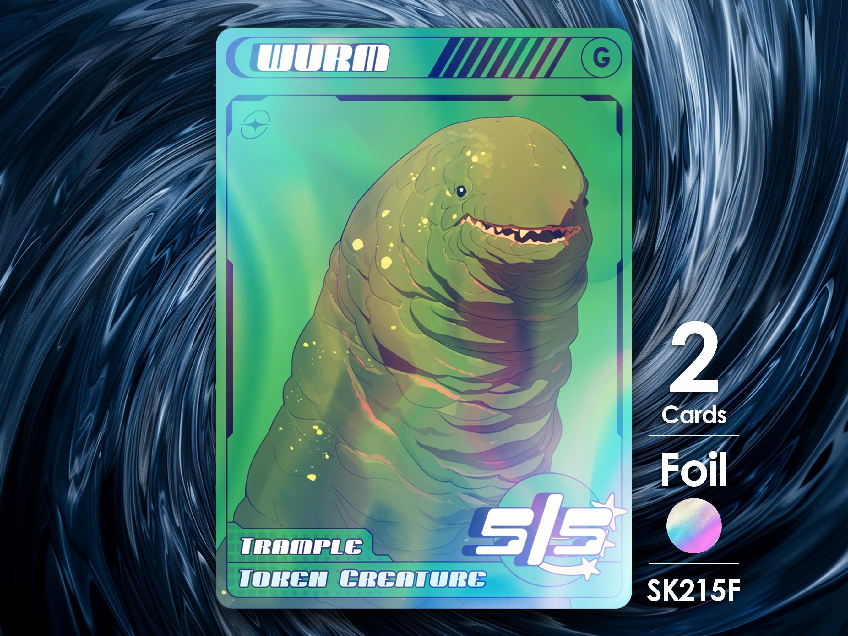 2x Wurm 5/5 Green foil tokens for mtg - Street Clans by Alfie SK215F