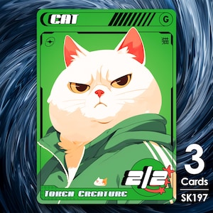 3x Cat Green 2/2 token  for mtg - Street Clans by Alfie - SK197