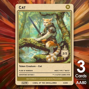 3x Cat  2/2 MTG Token - Alfie's Adventure by Alfie - AA80