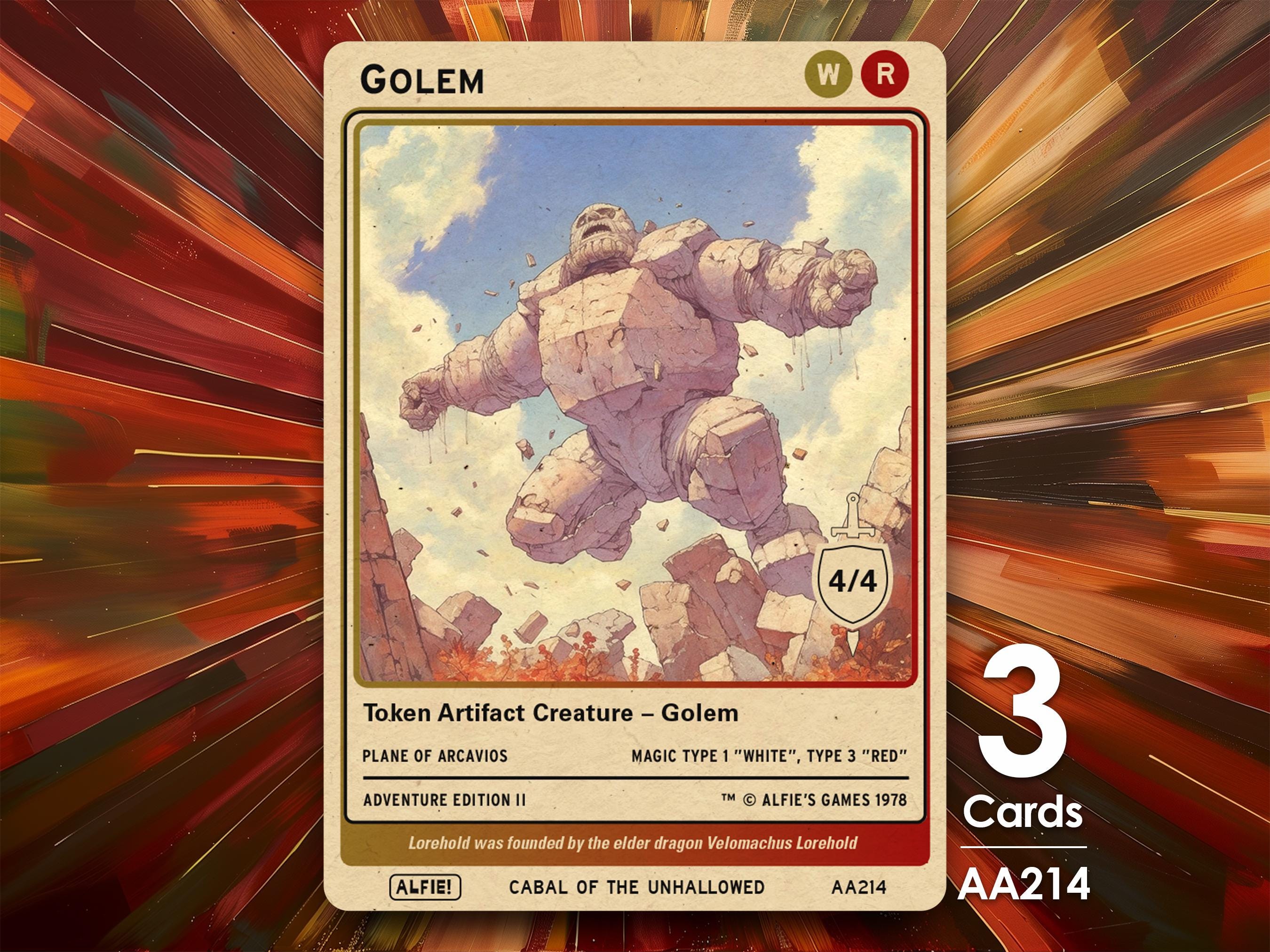 mtg golem cards 3x Golem 4/4 Red White MTG Token - Alfie's Adventure by Alfie AA214