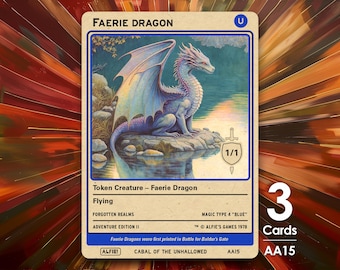 3x Faerie Dragon 1/1 MTG Token - Alfie&#39;s Adventure by Alfie AA15