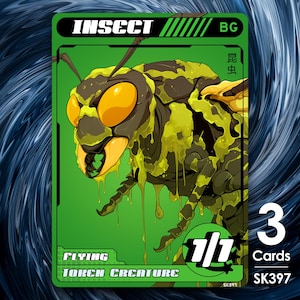 3x Insect Black Green Flying for MTG - Street Clans by Alfie SK397