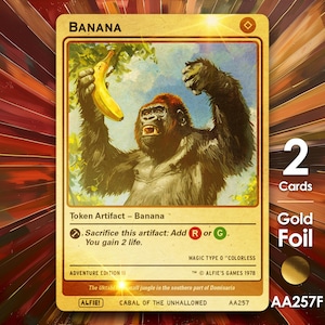 2x Banana Gold Foil MTG Token - Alfie's Adventure von Alfie - AA257F