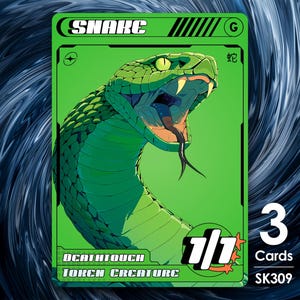 3x Fichas Deathtouch Verde Cobra para MTG - Clãs de Rua por Alfie SK309