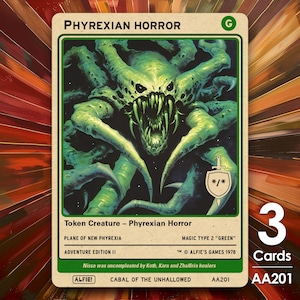 3x gettoni MTG verdi dell'Orrore Phyrexiano - L'avventura di Alfie di Alfie AA201