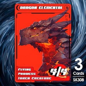 3x Dragon Elemental-tokens voor MTG - Street Clans by Alfies SK308