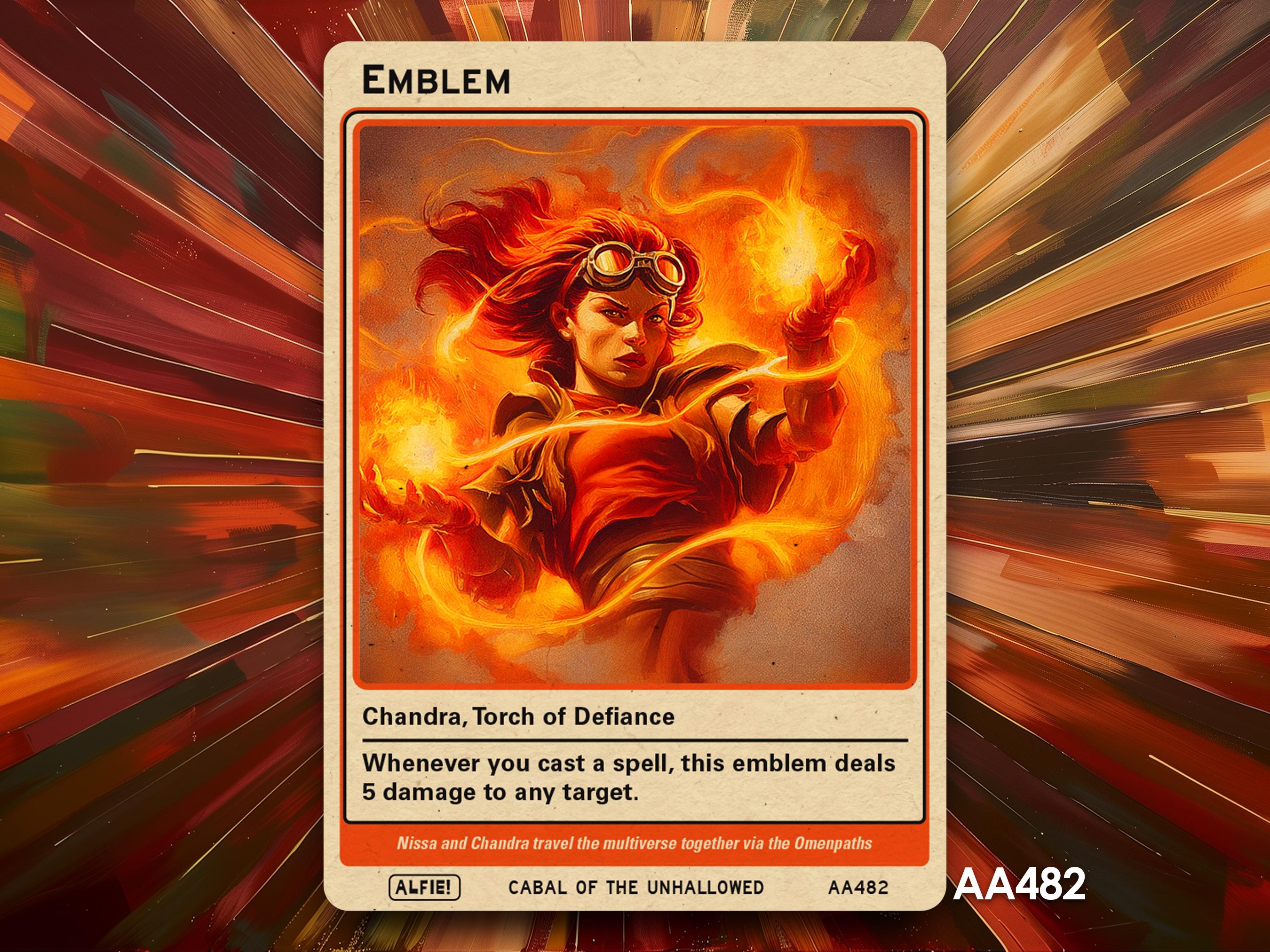 Emblem Chandra Torch of Defiance MTG Token - Alfie's Adventure by