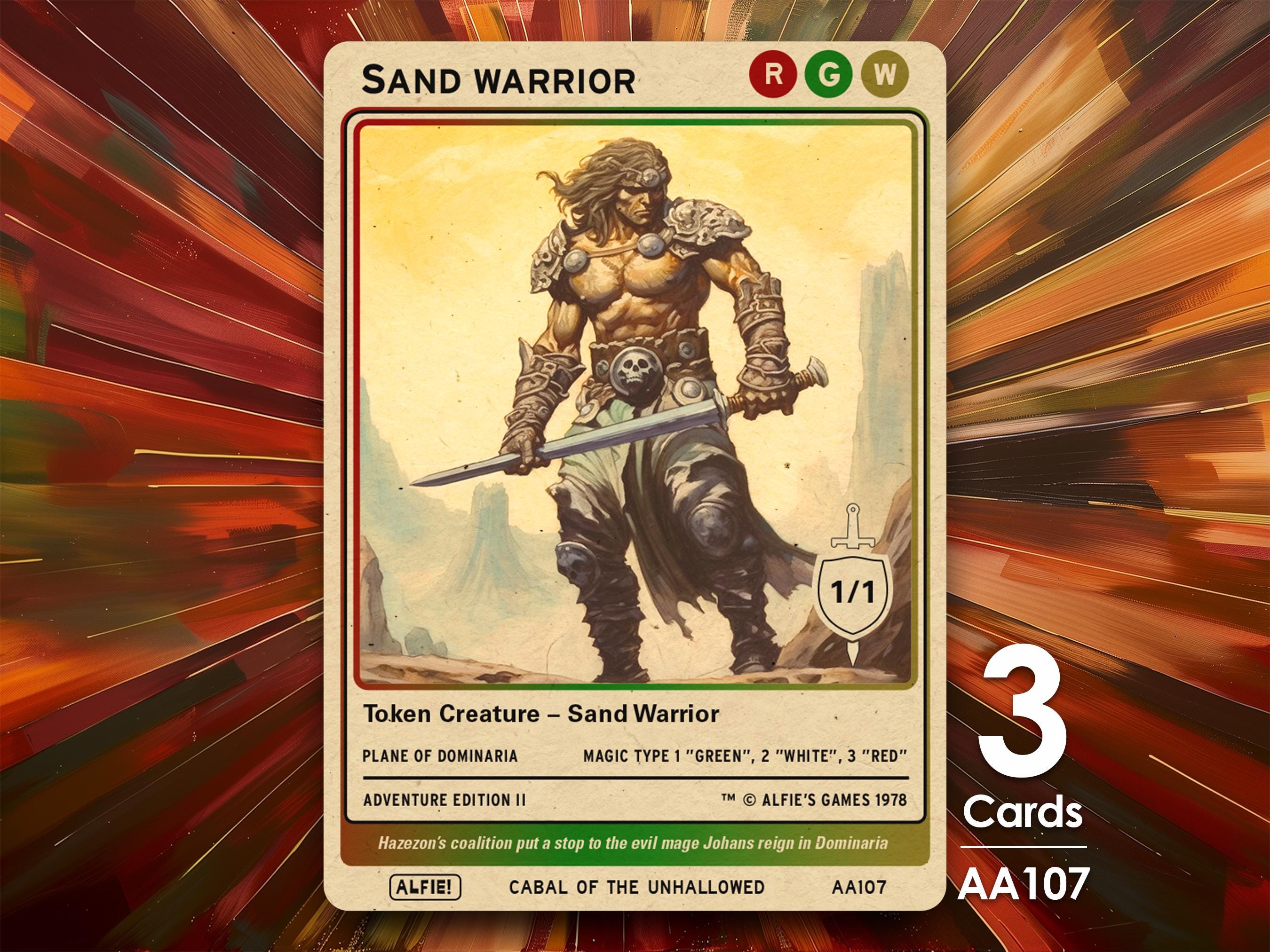 3x Sand Warrior 1/1 MTG Token - Alfie's Adventure by Alfie AA107