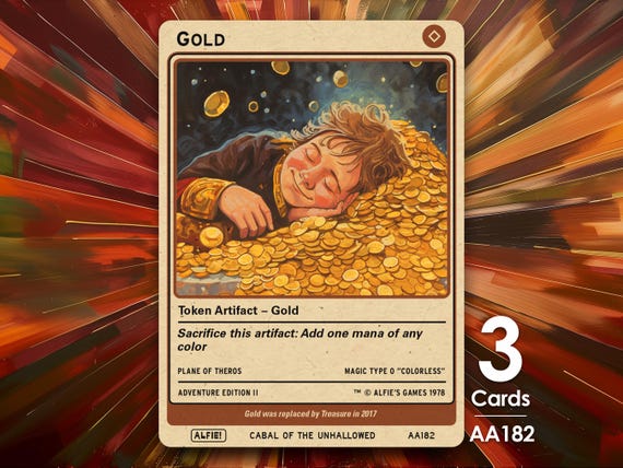 3x Gold MTG MTG Token - Alfie's Adventure by Alfie AA182 - Etsy