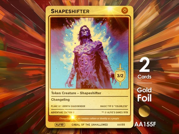 2x Shapeshifter 3/2 Gold Foil MTG Token - Alfie's Adventure by