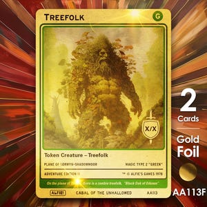2x segnalini MTG in lamina d'oro Treefolk - L'avventura di Alfie di Alfie AA113F