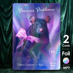2 fichas de rata 1/1 de lámina negra - Princesa Pestilencia - Multiverse Pets & Critters Show - MP9