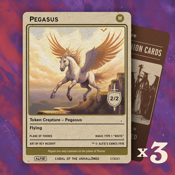 Pegasus 2/2 MTG Tokens x3 - Alfie's Adventure - AA103