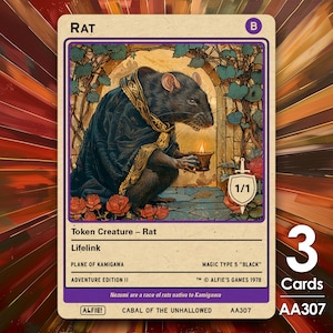 ネズミのライフリンク MTG トークン 3 枚 - アルフィーの冒険 (Alfie AA307 作)