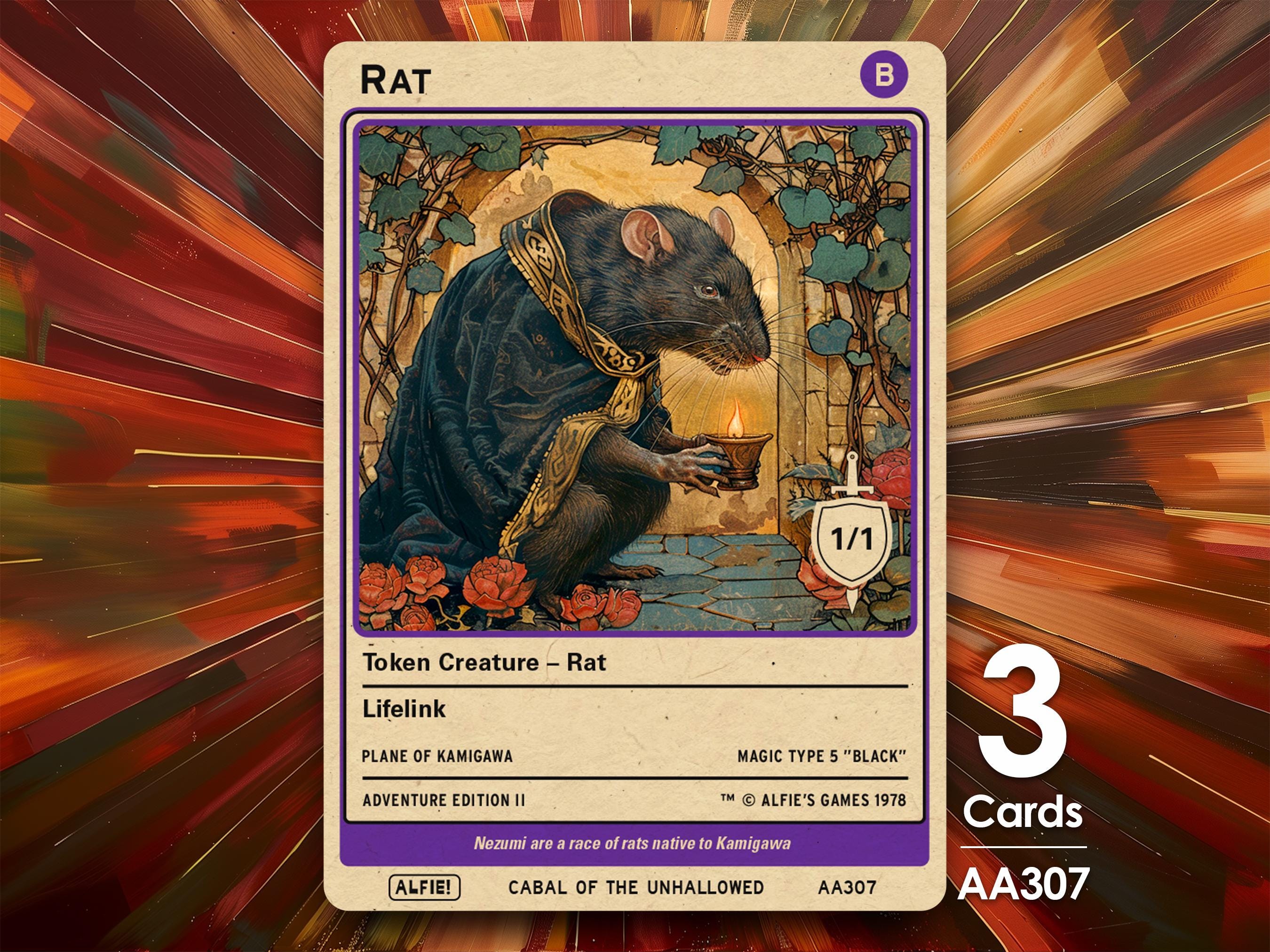 3x Rat Lifelink MTG Token - Alfie's Adventure by Alfie AA307