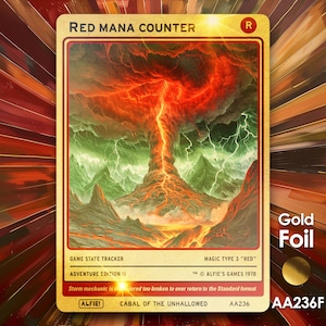 Red Mana Counter Gold Foil MTG-token - Alfie's Adventure by Alfie AA236F