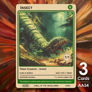 3x Insect 1/1 MTG Token - Alfie&#39;s Adventure by Alfie AA54