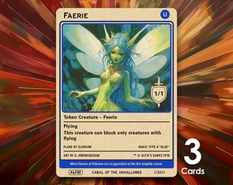 Faerie 1/1 (Only Blocks Fliers) MTG Tokens x3 - Alfie's Adventure - AA186