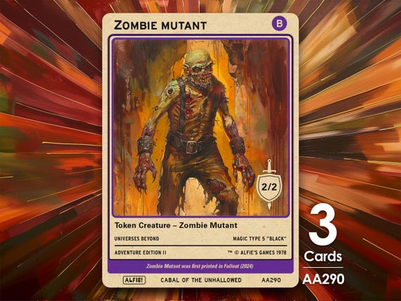 3x Zombie Mutant Token for MTG - Alfie's Adventure by Alfie AA290