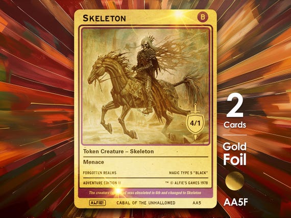 2x Skeleton 4/1 Gold Foil MTG Token - Alfie's Adventure by Alfie AA5F - Etsy 2x Skeleton 4/1 Gold Foil MTG Token - Alfie's Adventure by Alfie AA5F - Etsy