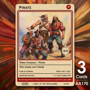 3x Pirate Token MTG Token - Alfie&#39;s Adventure by Alfie AA170
