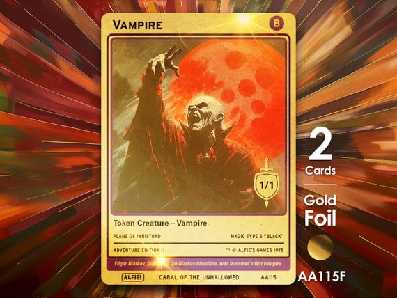 2x Vampire Foil 1/1 Black MTG Token - Alfie's Adventure by Alfie AA115F - Etsy 2x Vampire Foil 1/1 Black MTG Token - Alfie's Adventure by Alfie AA115F - Etsy