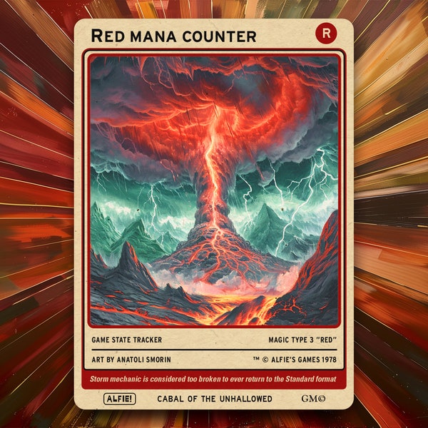 Red Mana Counter MTG Tokens  - Alfie's Adventure - AA236