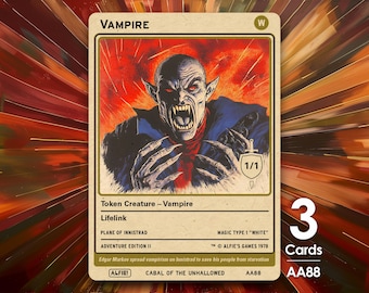 3x Vampire White 1/1 MTG Token - Alfie's Adventure by Alfie AA88