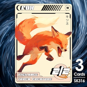 3x jetons Fox 2/2 pour MTG - Clans de la rue par Alfie SK316