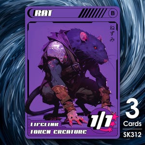 3x Rat Lifelink-tokens voor MTG - Street Clans van Alfie SK312