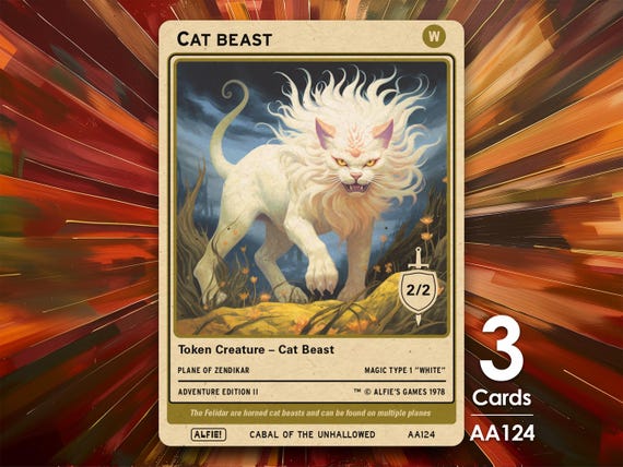 3x Cat Beast 2/2 MTG Token - Alfie's Adventure by Alfie - AA124 - Etsy
