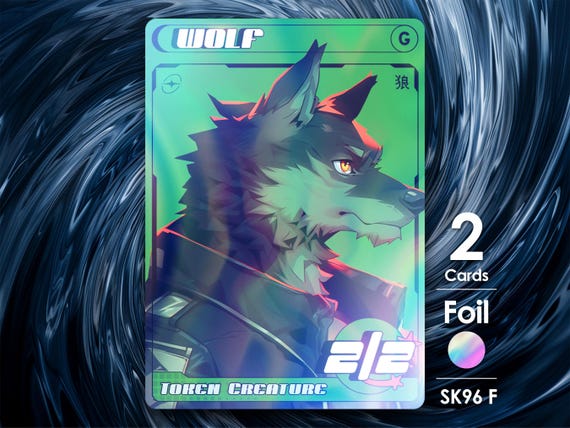 2x Wolf Foil Tokens for MTG - Street Clans by Alfie SK96F
