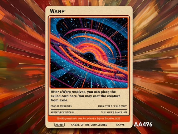 Warp Token for MTG - Alfie's Adventure by Alfie AA496 - Etsy