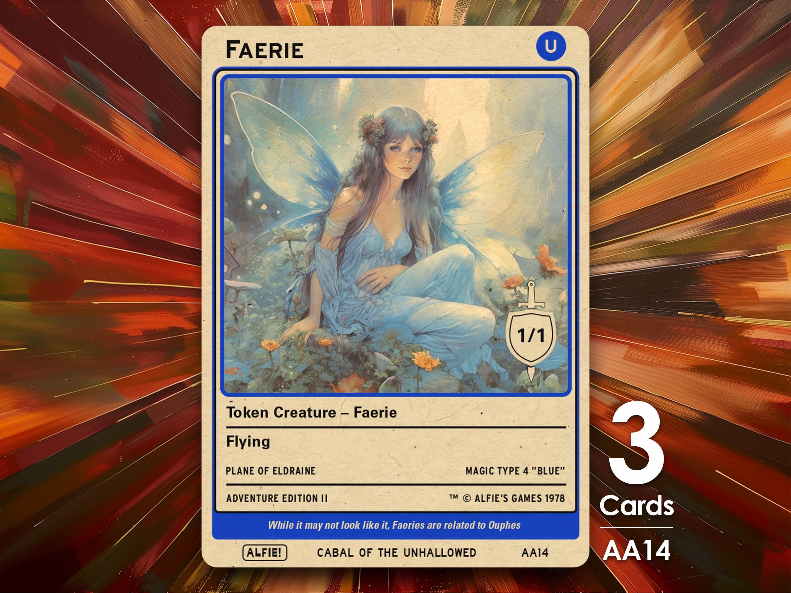 Faerie 1/1 MTG Token X3 - Alfie's Adventure by Alfie AA14 - Etsy