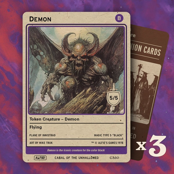 Demon 5/5 MTG Tokens x3 - Alfie's Adventure - AA3