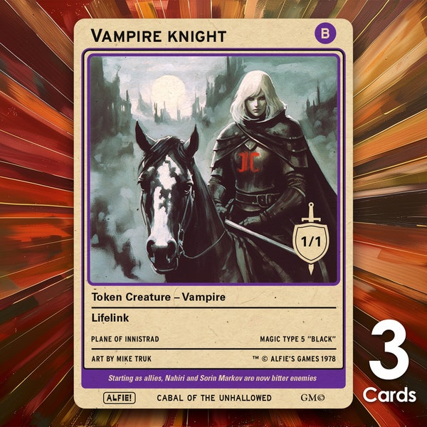 Vampire Knight MTG Tokens x3 - Alfie's Adventure - AA149