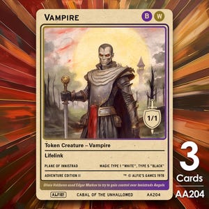 3x Vampire Black White 1/1 MTG-token - Alfie's Adventure van Alfie AA204