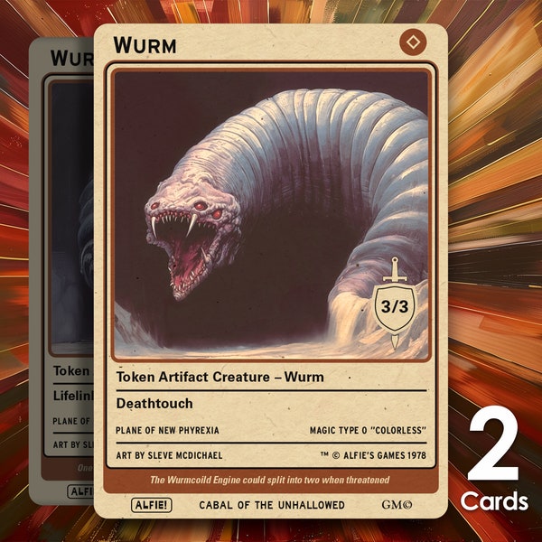 Wurms Tokens x2 for Wurmcoil Engine for MTG- Alfie's Adventure - AA117