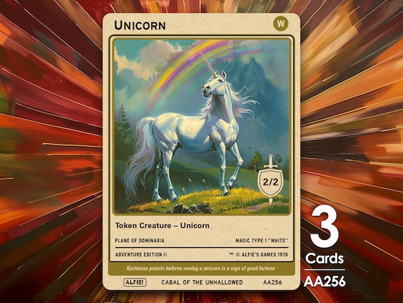 3x Unicorn White MTG Token - Alfie's Adventure by Alfie AA256