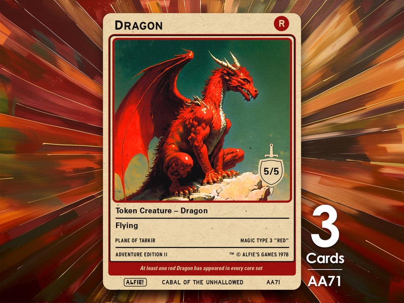 3x Dragon 5/5 MTG Token - Alfie's Adventure by Alfie AA71 - Etsy