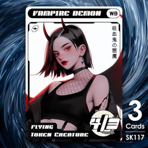 3 segnalini Demone Vampiro Nero/Bianco per MTG - Street Clans di Alfie SK117