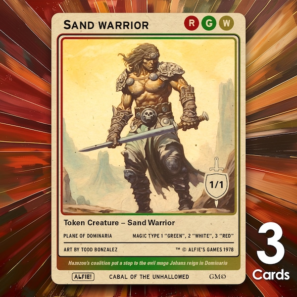 Sand Warrior 1/1 MTG Tokens x3 – Alfie's Adventure – AA107