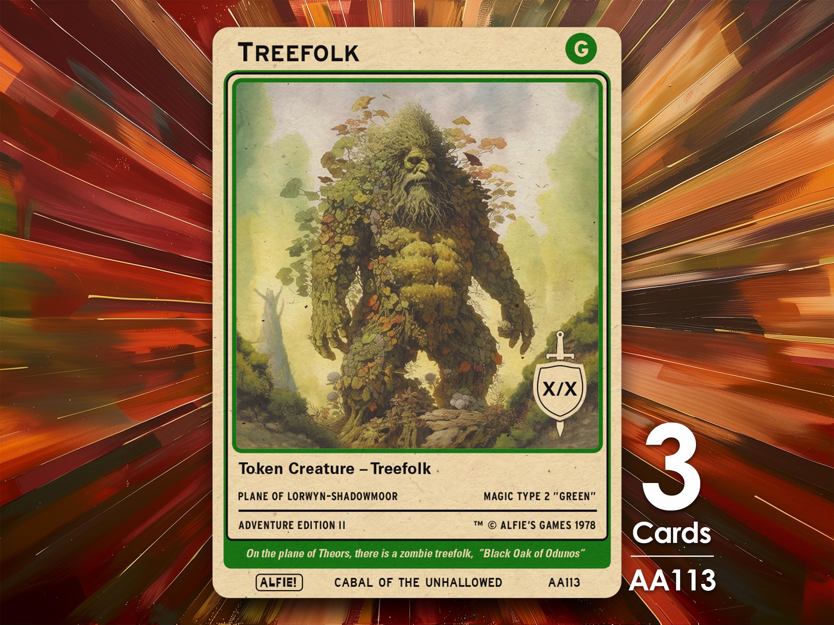 3x Treefolk MTG Token - Alfie's Adventure by Alfie AA113 - Etsy