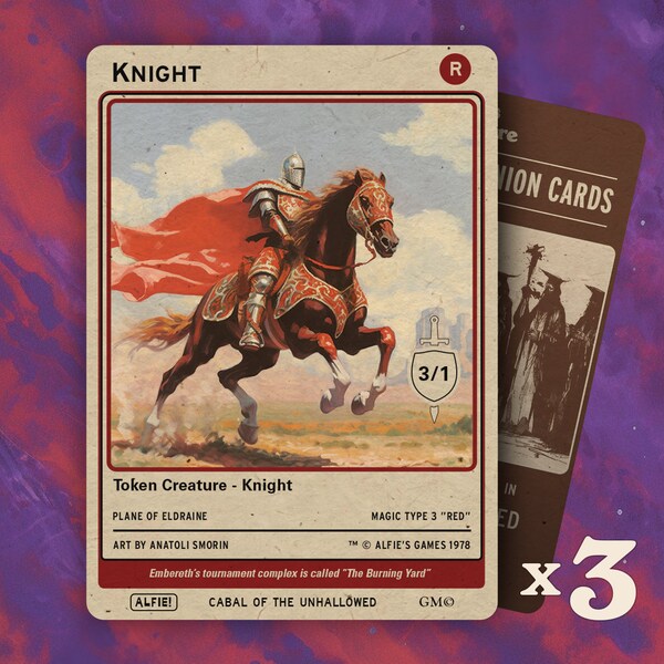 Knight Red 3/1 MTG Tokens x3 - Alfie's Adventure - AA209