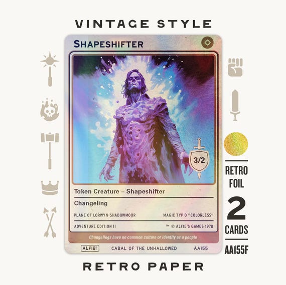2x Shapeshifter 3/2 Retro Foil MTG Token - Alfie's Adventure by