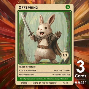 3x Gettoni MTG Coniglio Verde Prole - L'avventura di Alfie di Alfie AA411