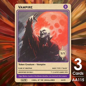 3 fichas de Vampiro 1/1 Negras MTG - La Aventura de Alfie por Alfie AA115