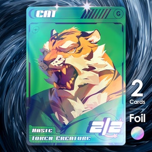 Cat Green Haste foil token x2 for Magic mtg - Street Clans - SK163F
