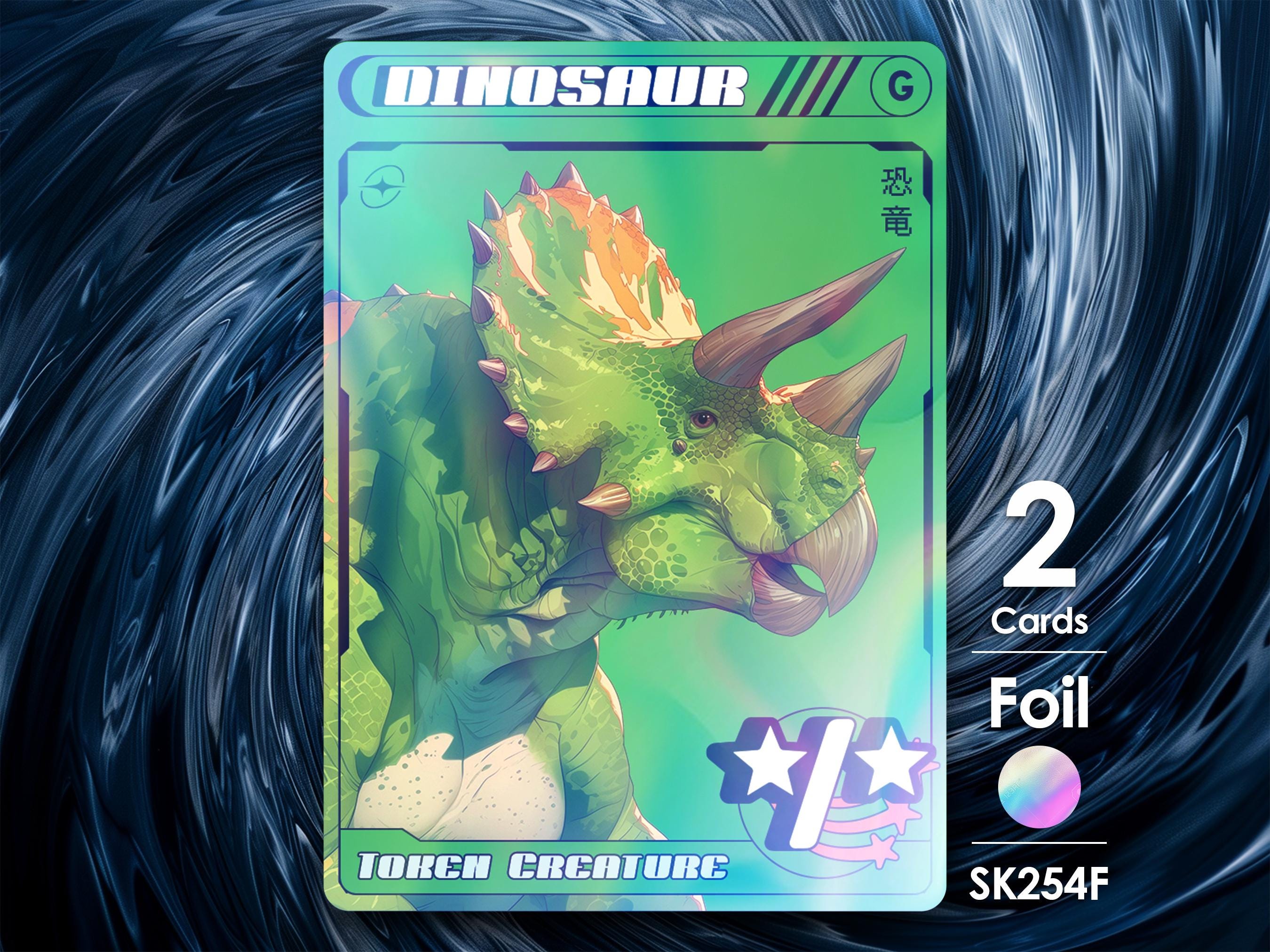 2x Dinosaur */* Foil Token for Mtg - Street Clans by Alfie SK254F - Etsy, image size:2700x2025