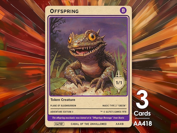 3x Offspring Lizard Black MTG Token - Alfie's Adventure by Alfie - AA418 -  Etsy